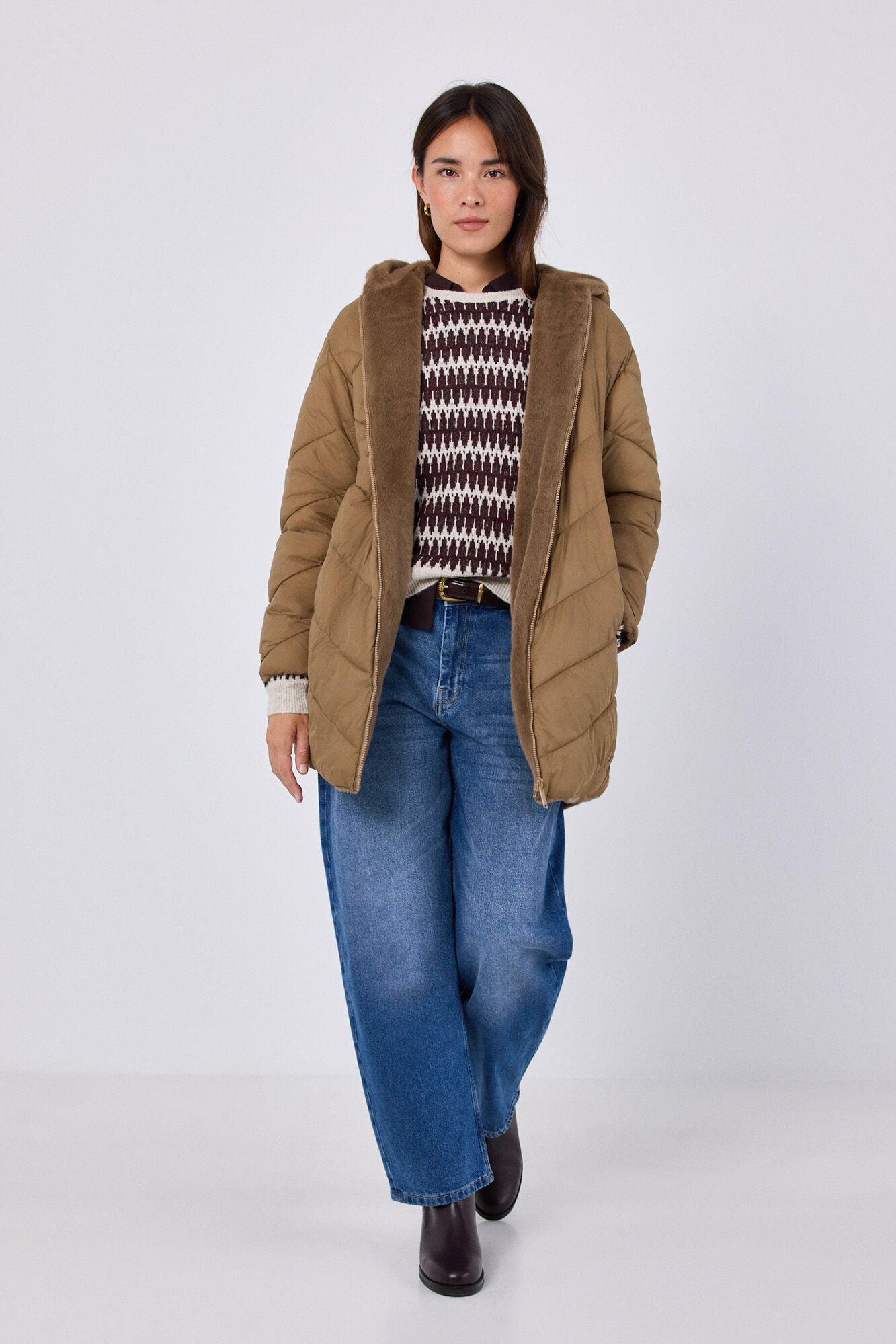 Cortefiel Anorak acolchado reversible efecto pelo