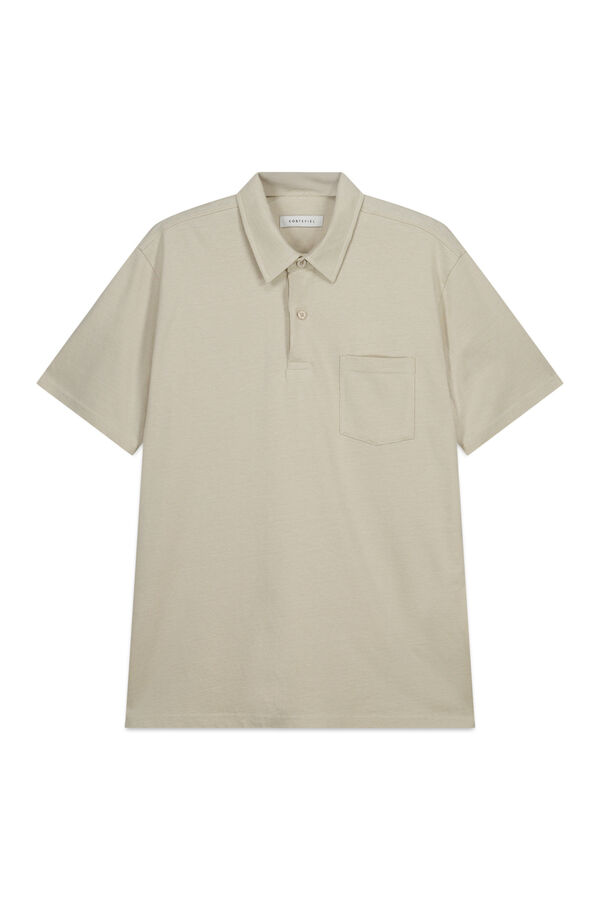 Cortefiel Striped polo shirt with pocket Beige