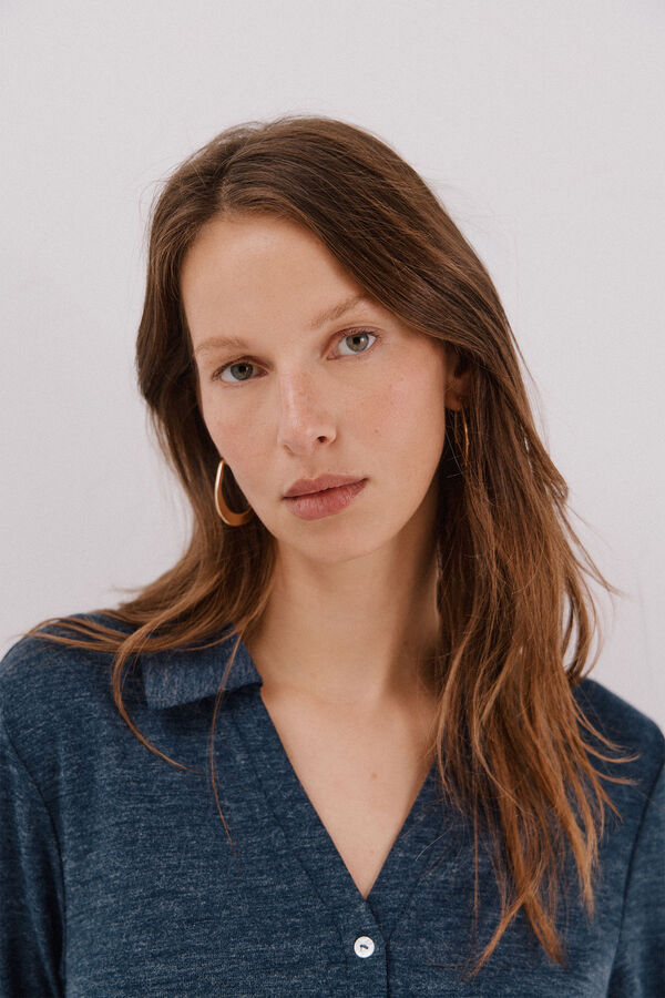 Cortefiel Jersey-knit knit shirt Navy