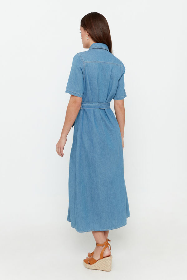 Cortefiel Denim-effect cotton dress  Blue