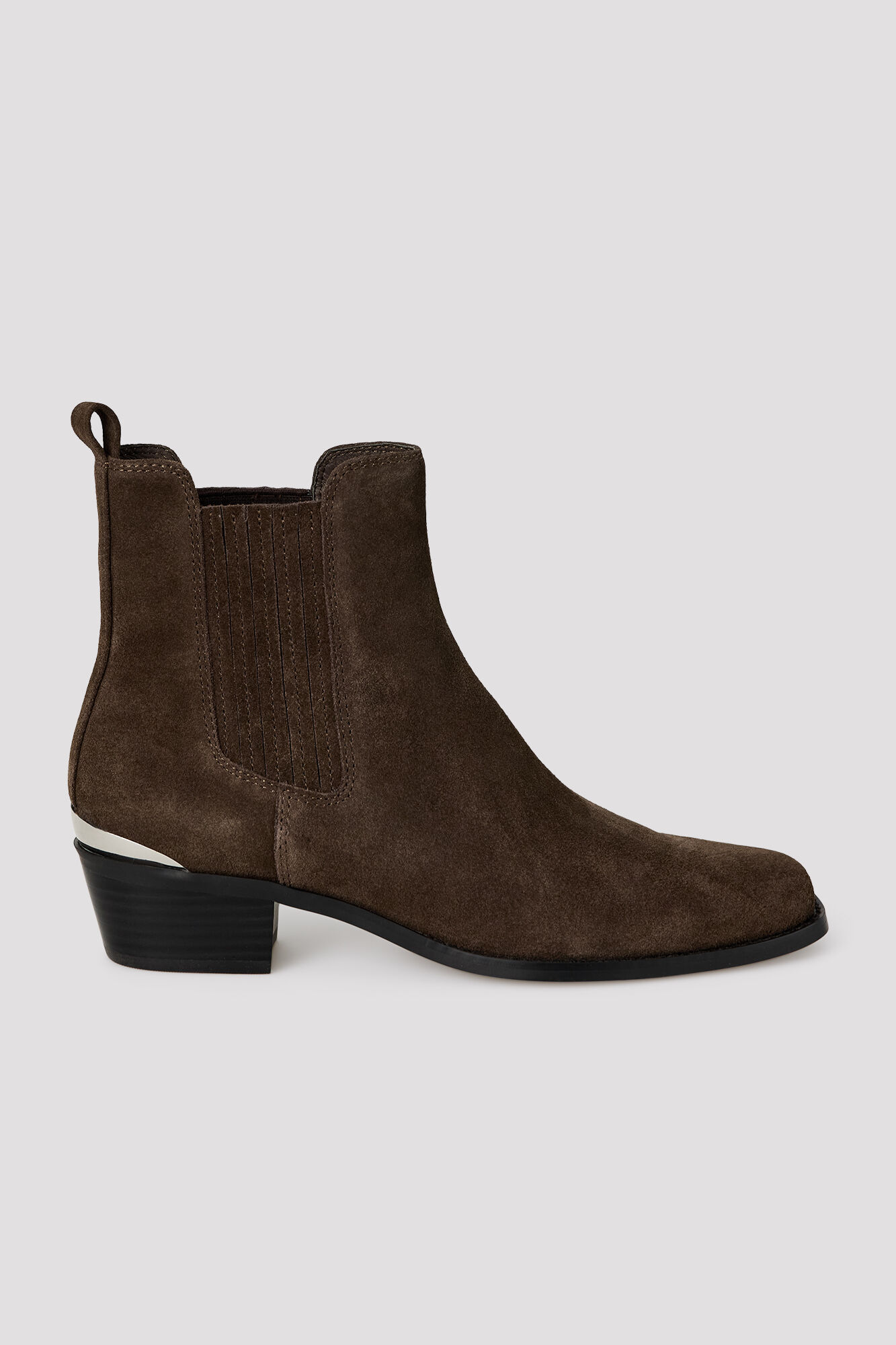 Cortefiel Leather ankle boot with metallic heel