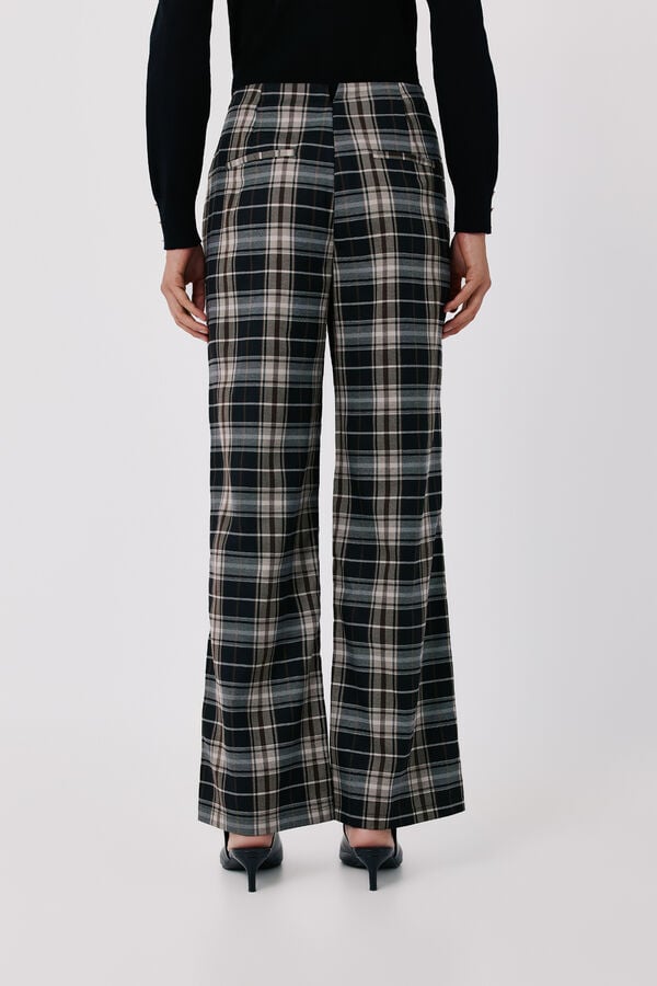 Cortefiel Women's plaid trousers Printed grey