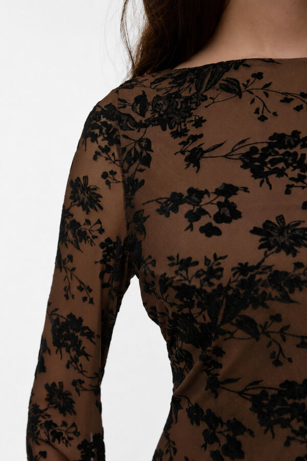 Vero Moda Vestido comprido com decote barco Castanho