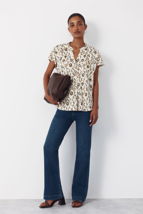 Cortefiel Blusa confort Estampado verde