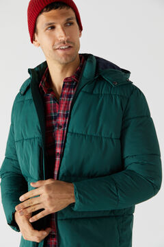 Cortefiel Quilted hooded puffer jacket Dark green