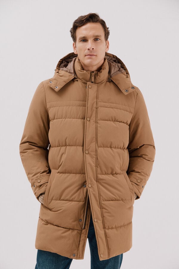 Cortefiel Quilted parka Camel