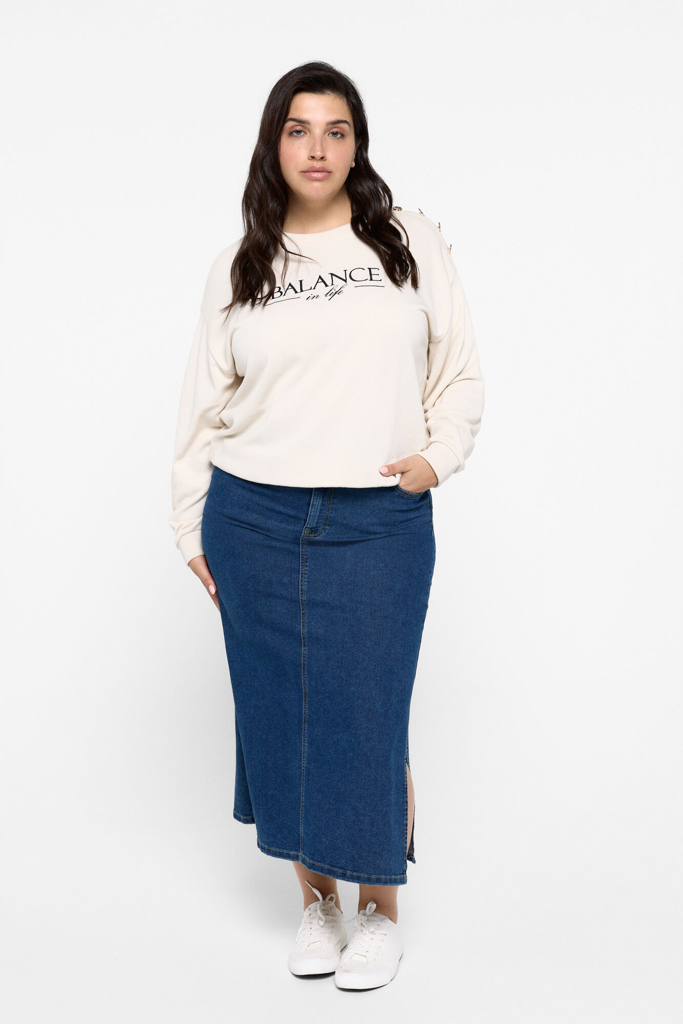 Plus size denim button skirt new arrivals
