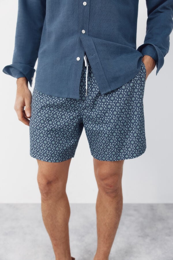 Cortefiel Geometric print swimwear Navy