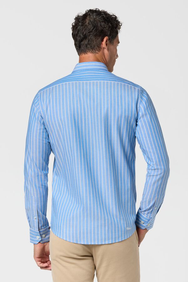 Williot Camisa de riscas finas Oxford Azul
