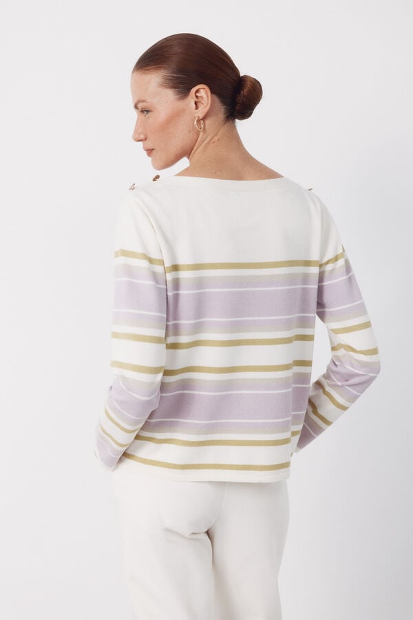 Cortefiel Striped button jumper Lilac