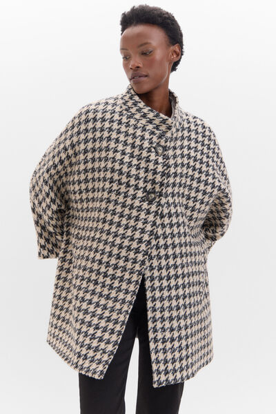 Cortefiel Houndstooth unstructured coat Printed white