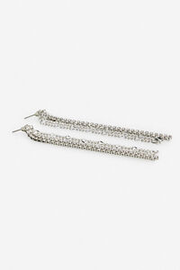 Cortefiel Long chain and rhinestone earrings Grey