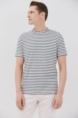 Cortefiel Striped slub T-shirt Ivory