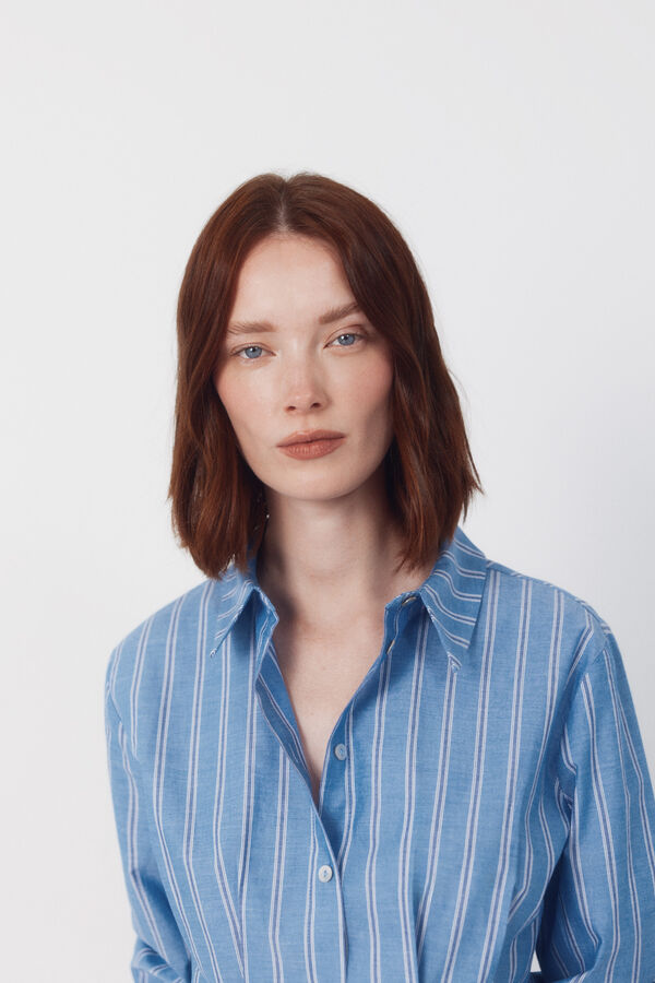 Cortefiel Fitted striped shirt Printed blue