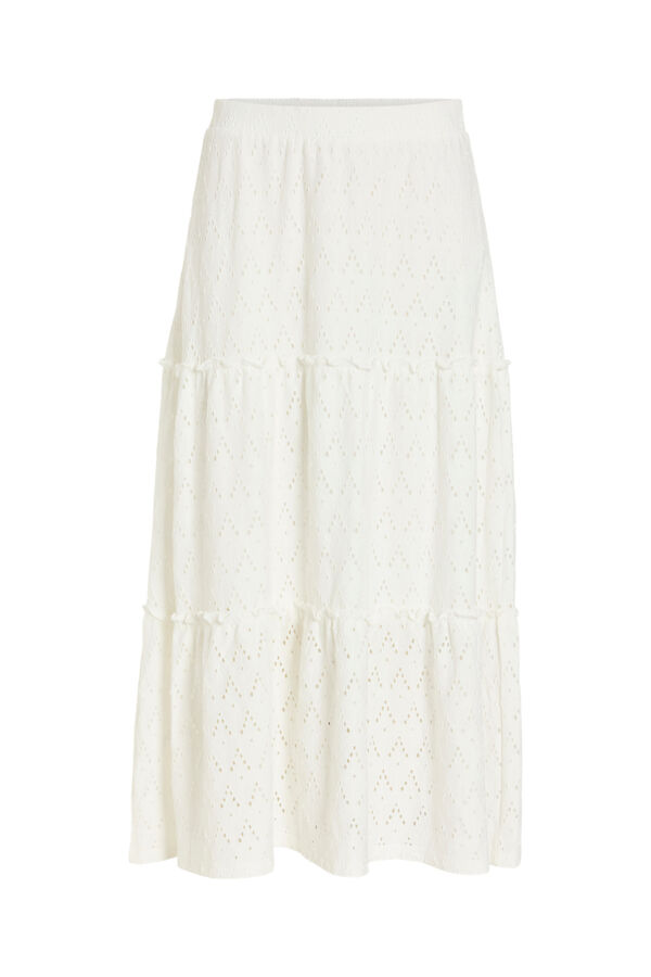 Vila Falda midi con calados de algod&oacute;n Blanco