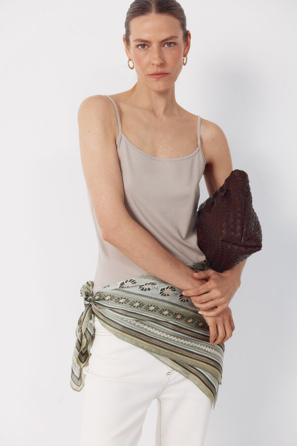 Cortefiel Basic straps top Beige