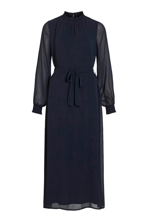Vila Vestido midi em chiffon Azul
