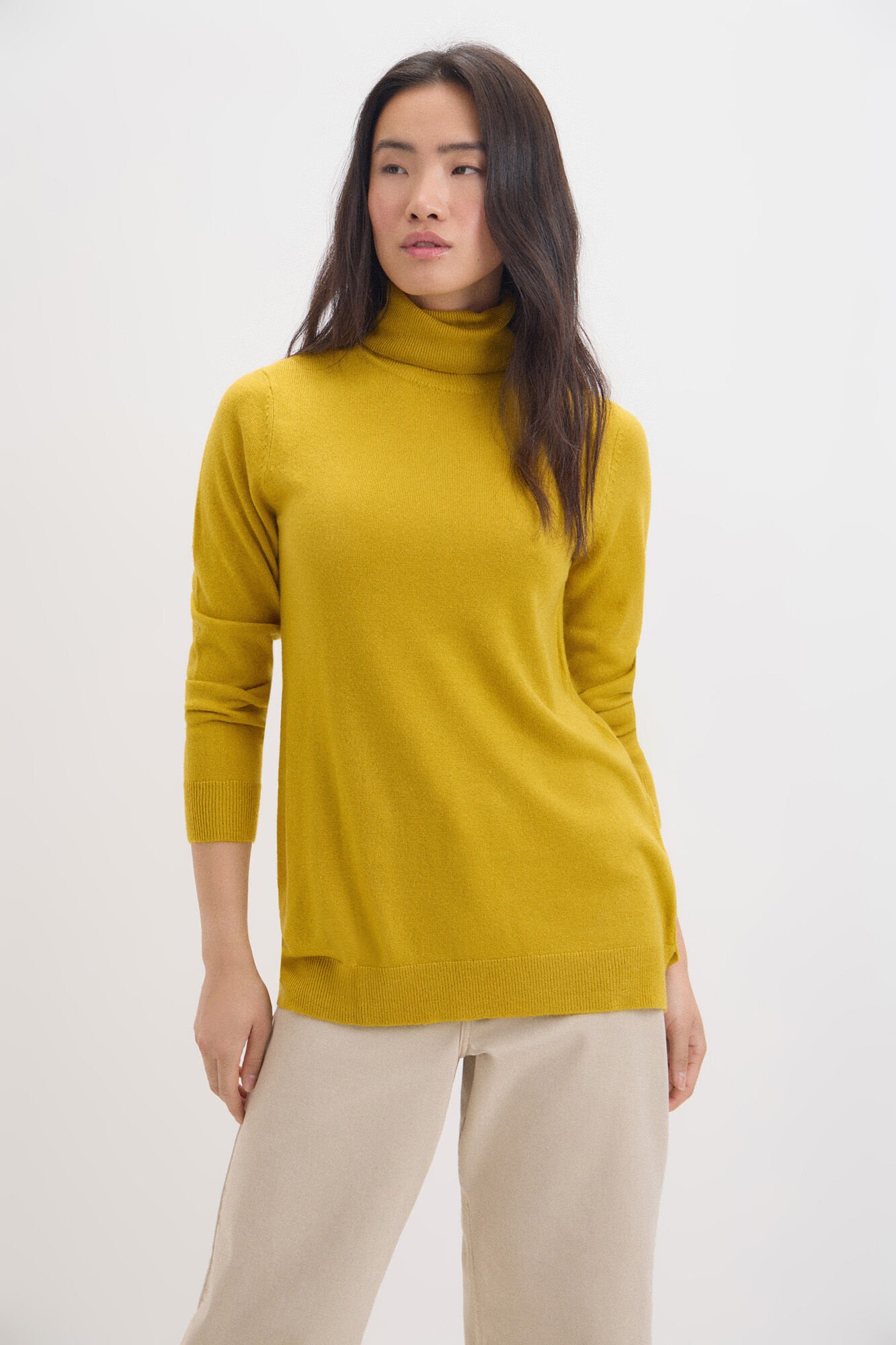 Yellow polo neck jumper hotsell