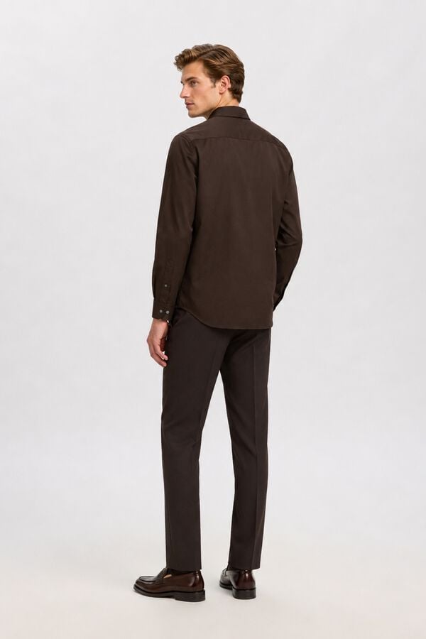 Selected Camisa de vestir slim fit Castanho