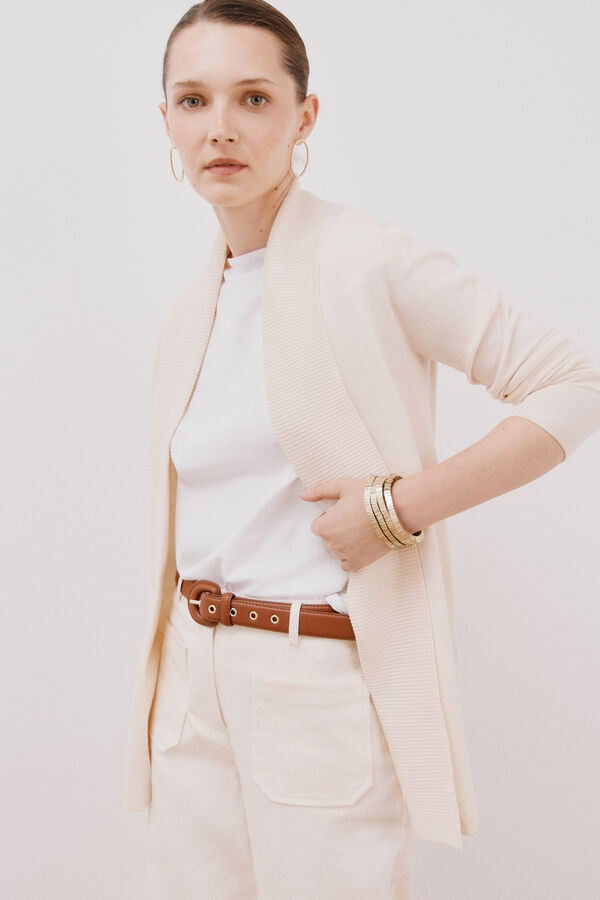 Cortefiel Cardigan with shawl neckline Ivory