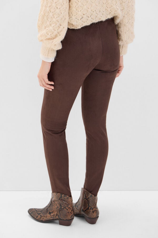 Cortefiel Faux suede leggings Beige