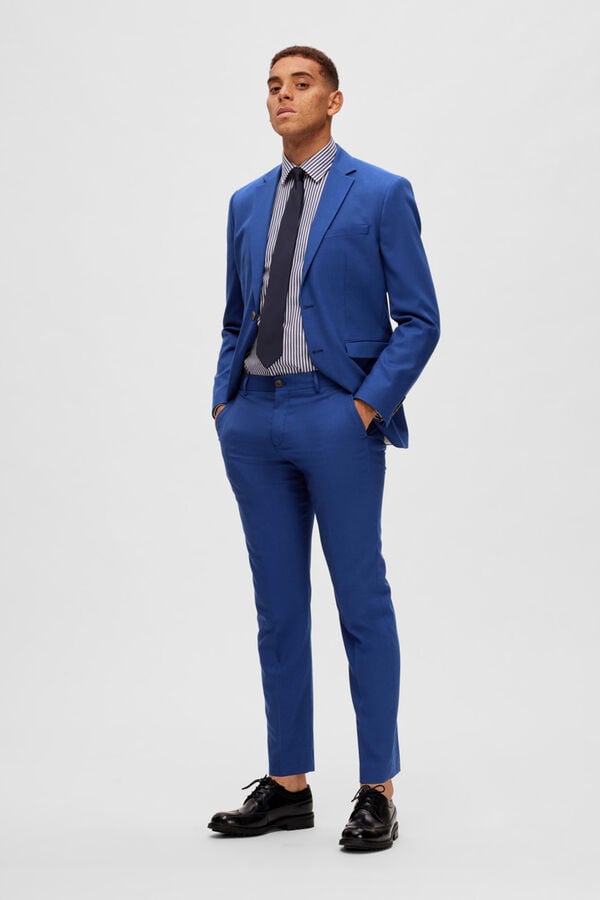 Cortefiel Pantalón de traje Slim fit con lana Azul
