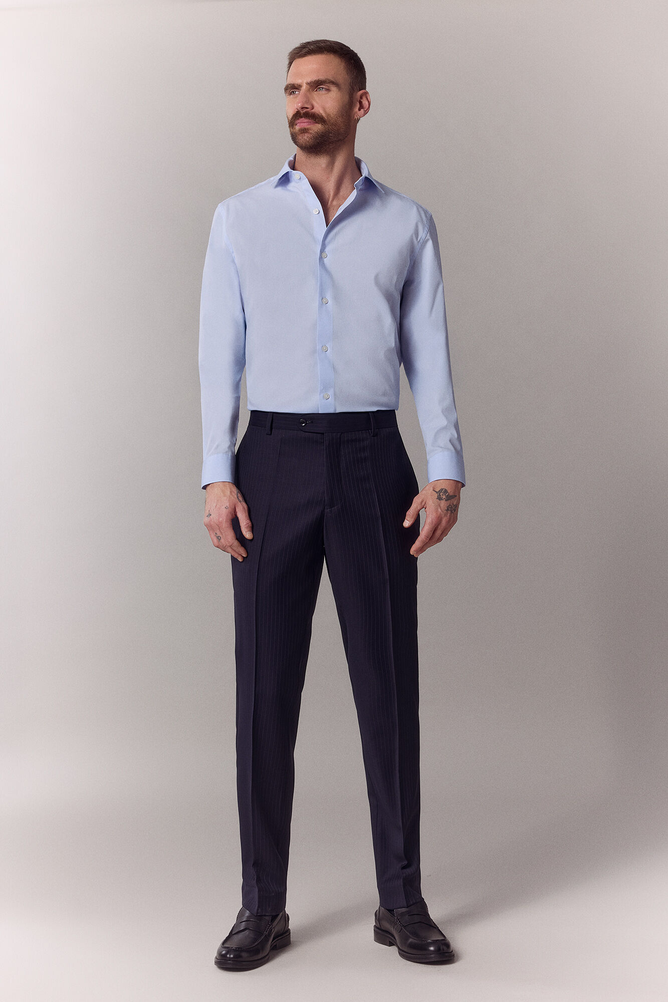 OOTO Camisa lisa de manga comprida em popelina