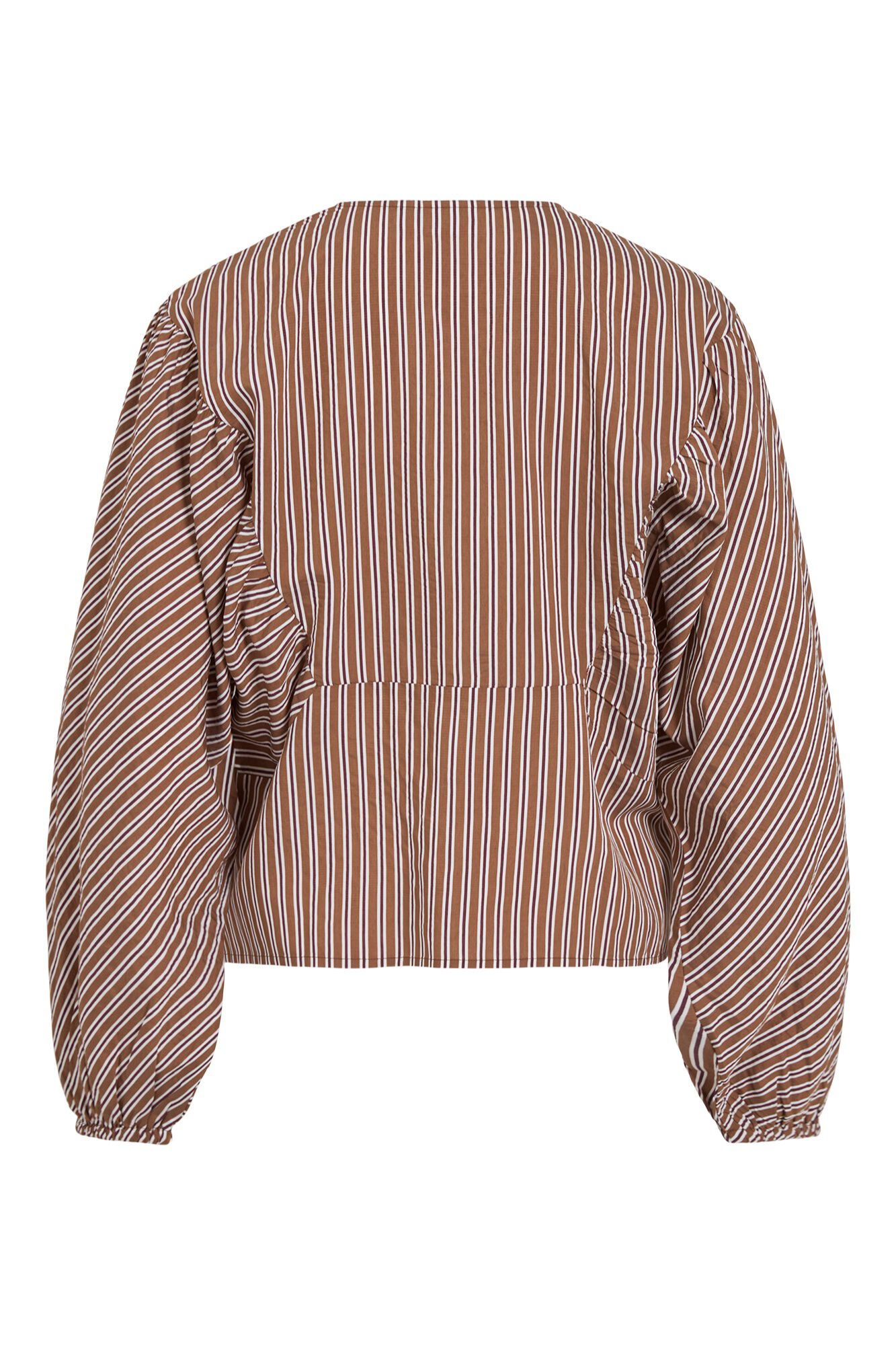 Vila Striped long sleeve ruffle blouse