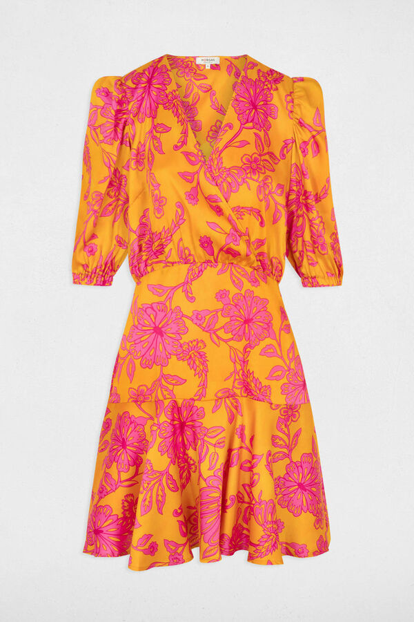 Cortefiel Printed fitted dress Printed orange