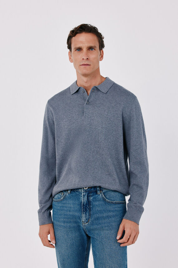 Jersey punto algodón cashmere cuello polo