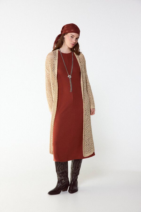 Slowlove Vestido b&aacute;sico com estrutura Castanho