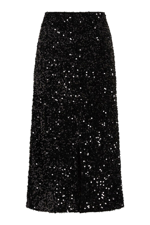 Vila Saia midi com lantejoulas Preto