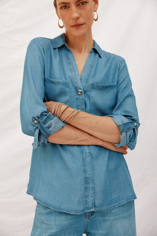 Cortefiel  tencel denim shirt Blue