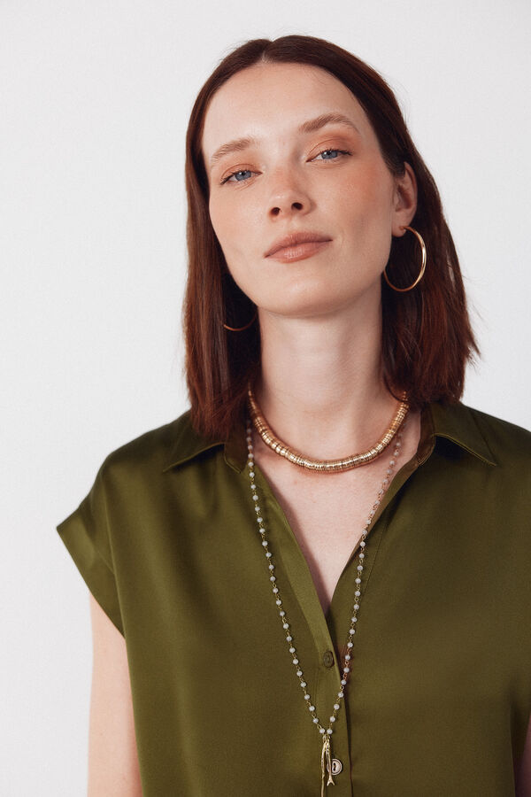 Cortefiel Camisa acetinada Verde