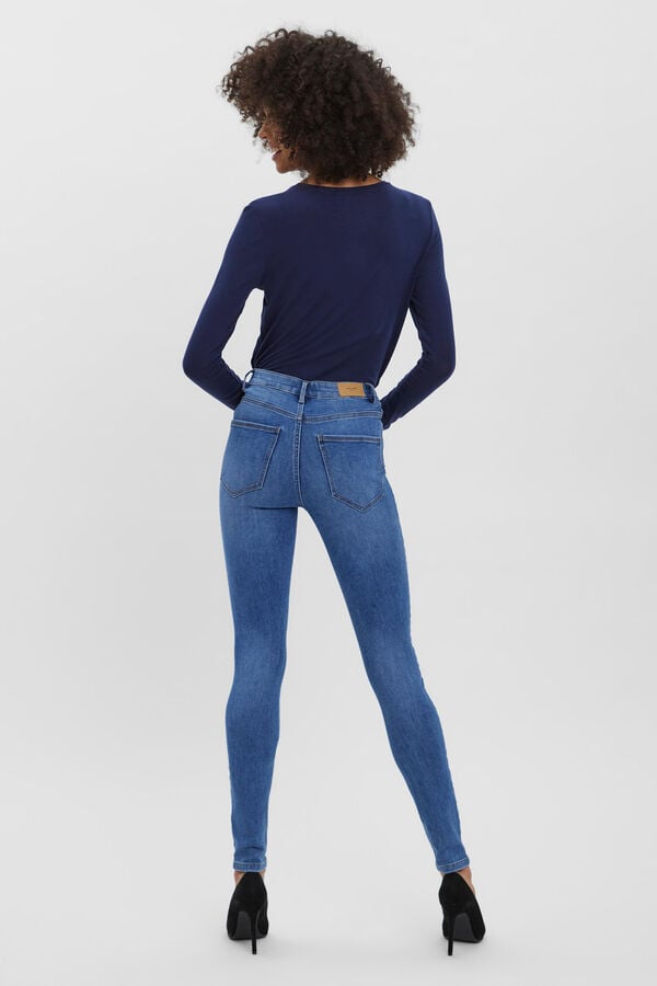 Cortefiel Vaquero skinny de mujer con cintura alta Azul