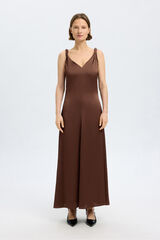 Selected Femme Vestido longo com alças trançadas Castanho