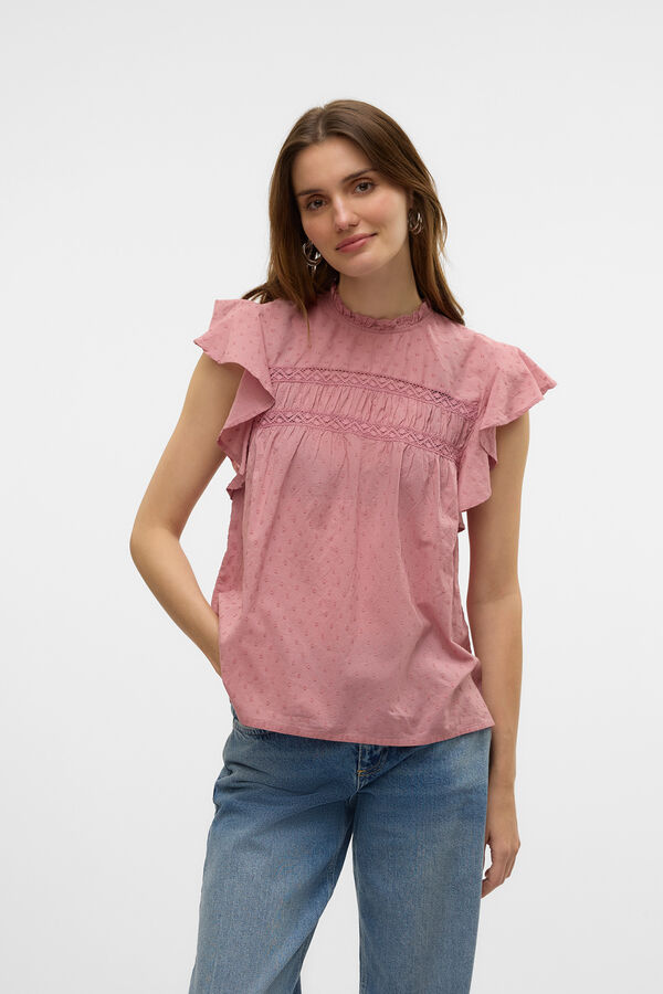 Vero Moda Blusa fluida de gola redonda Roxo