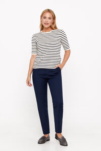 Cortefiel Straight trousers with elasticated back Navy