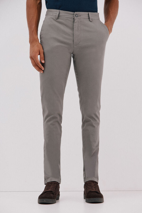 Cortefiel Slim-fit print chinos pants Grey
