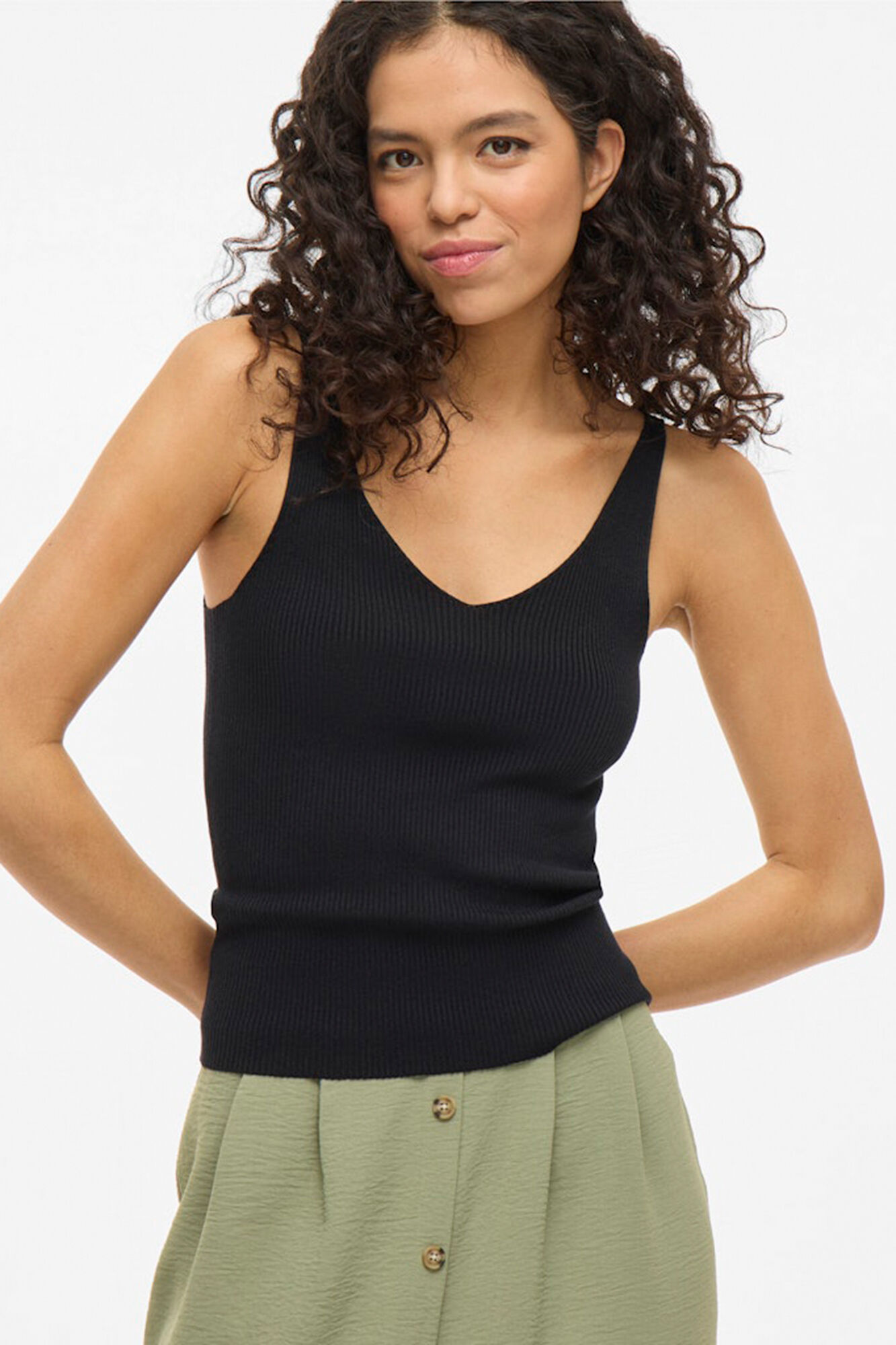 Vila Top de malha com al&ccedil;as e viscose