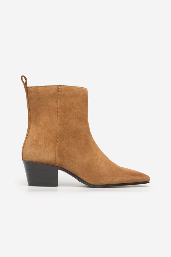 Cortefiel Suede split leather boot Nude