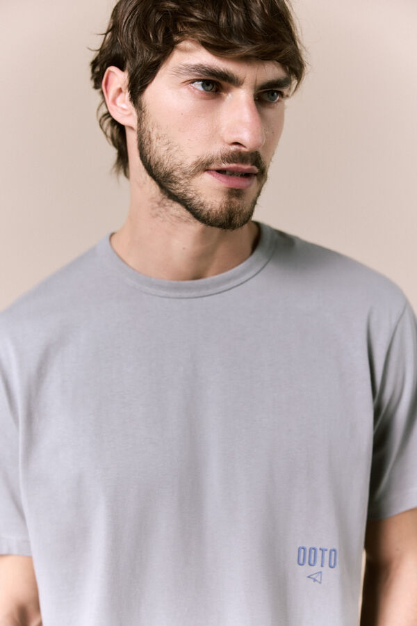 OOTO T-shirt lavada com logo Cinzento