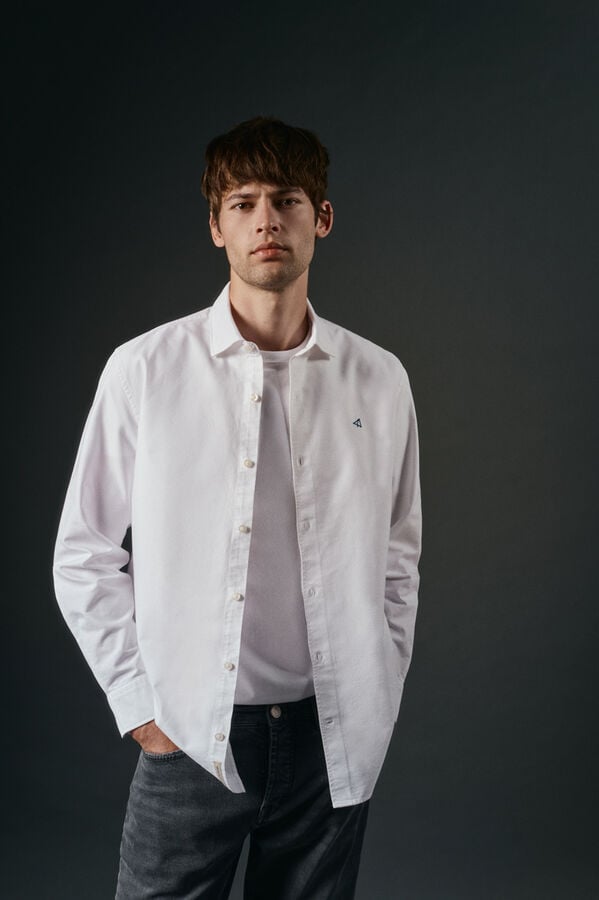 OOTO Camisa oxford liso Branco