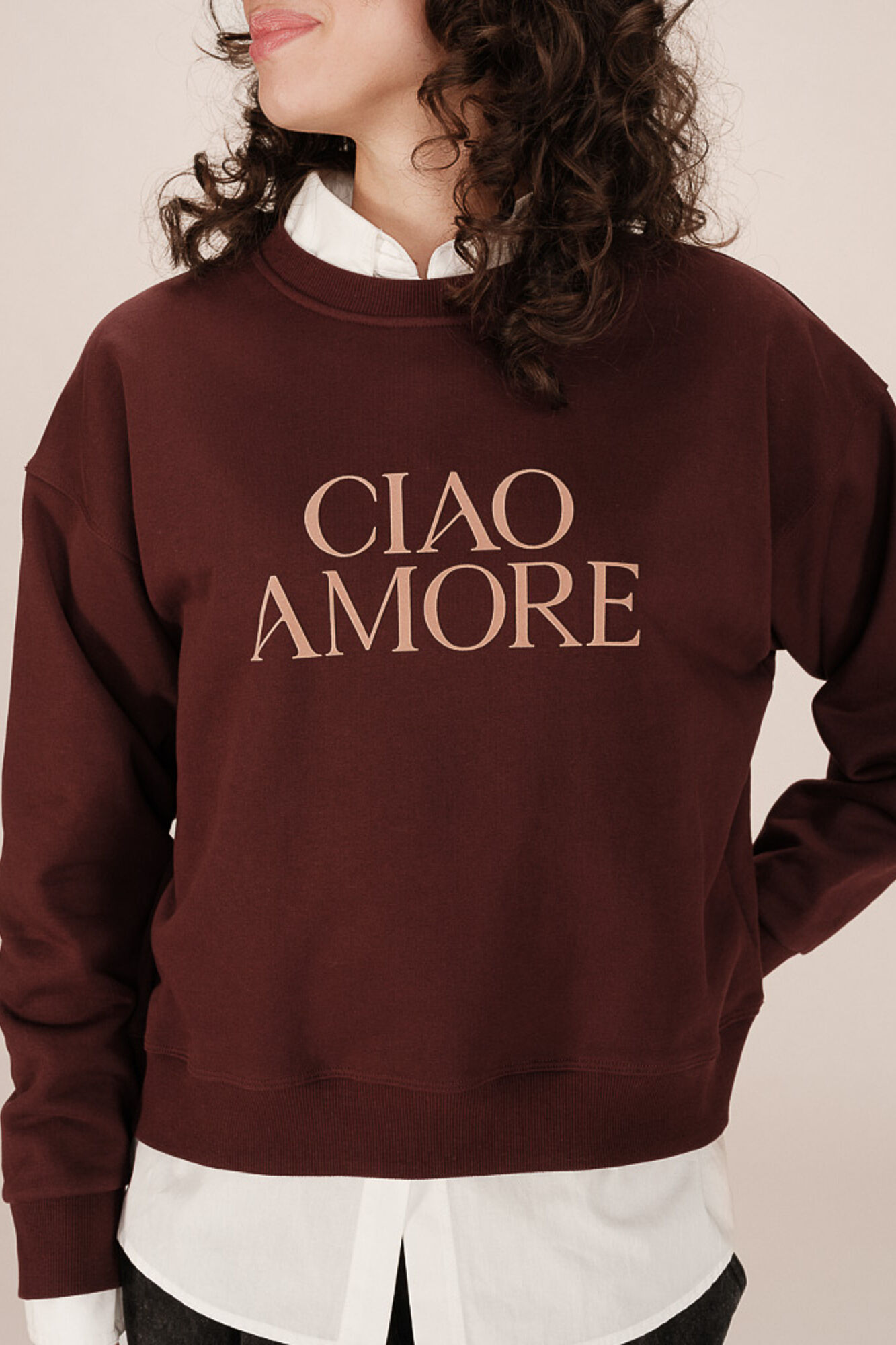 Grace & Mila Sweatshirt com mensagem em marrom