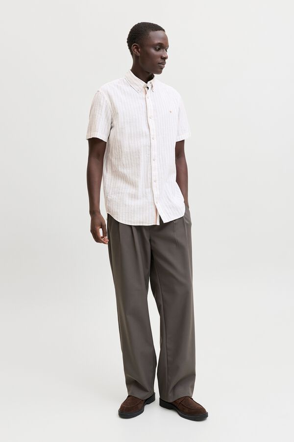 Jack & Jones Linen short sleeve shirt Printed white