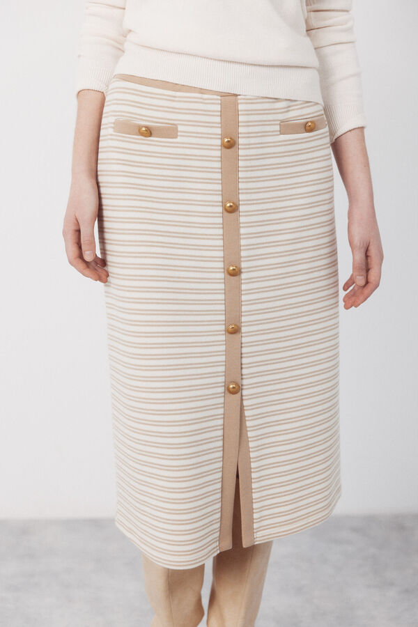 Cortefiel Jersey-knit -up buttons Printed white