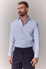 OOTO Camisa lisa de manga comprida em popelina Azul