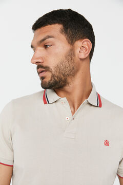 Cortefiel Piqué polo shirt with tipping Brown