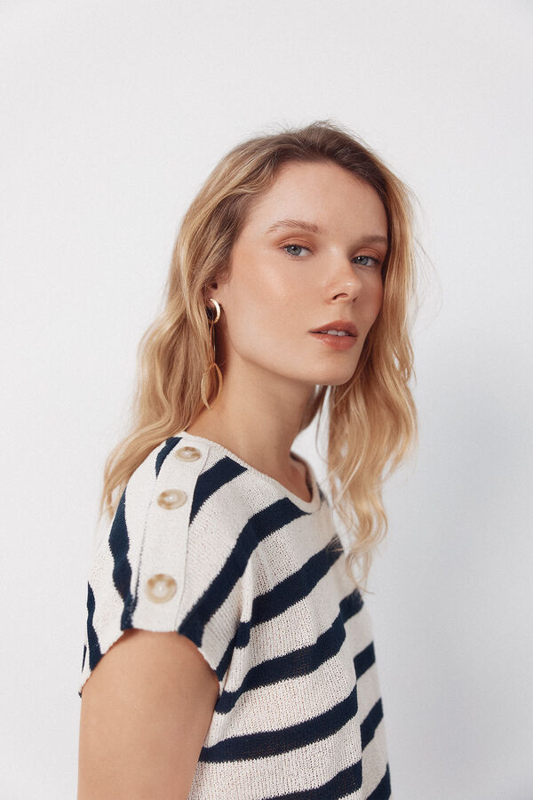 Cortefiel T-shirt textura riscas Azul