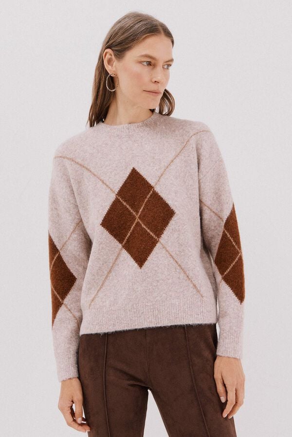 Cortefiel Diamond jersey-knit jersey Beige